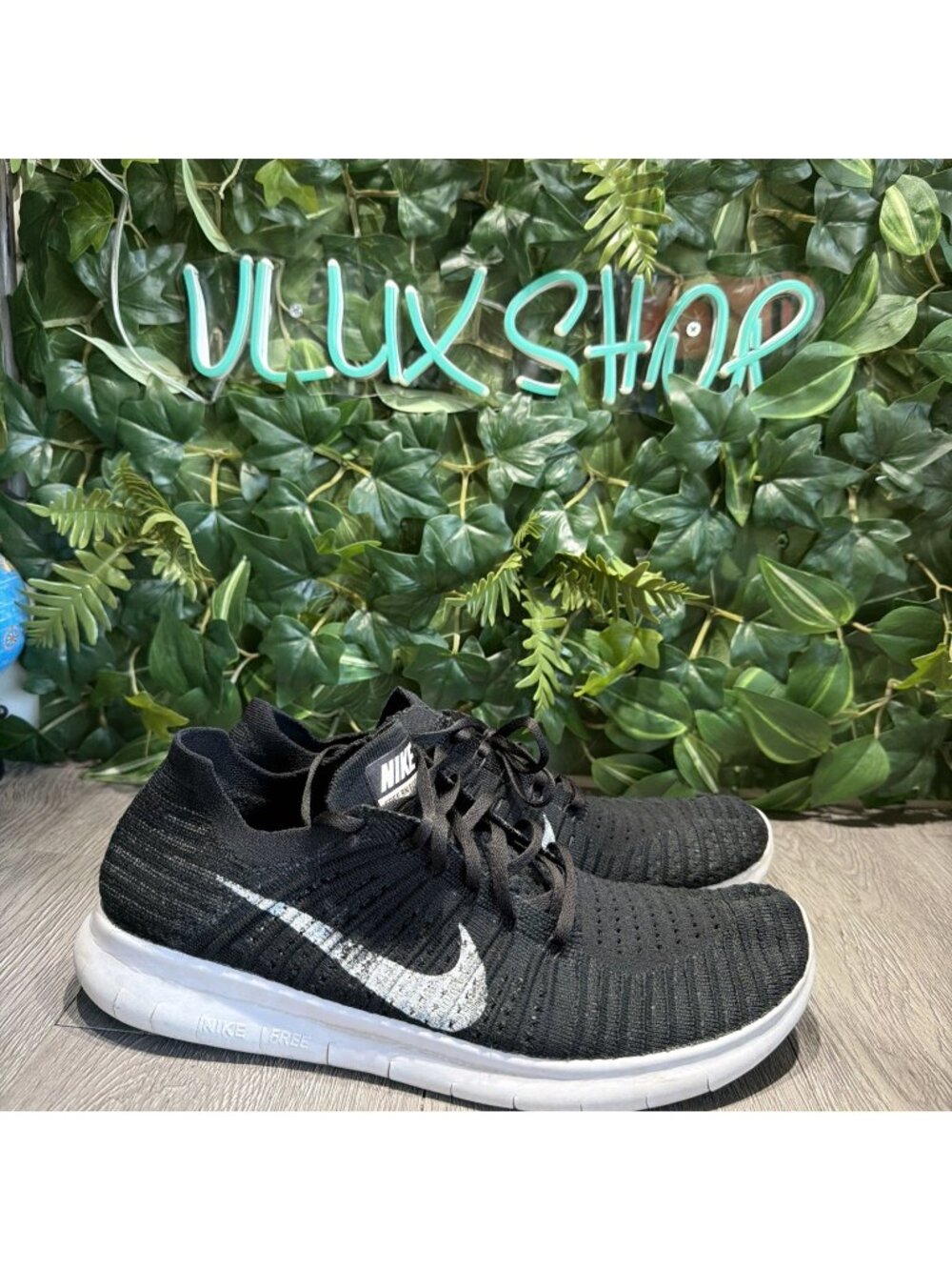 Nike Free RN Flyknit 2018 Men Size 12 Shoes Black White Sneakers